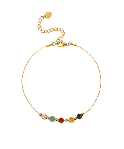 Gold Sterling Silver Overgild Smiling Face Ankle Bracelet