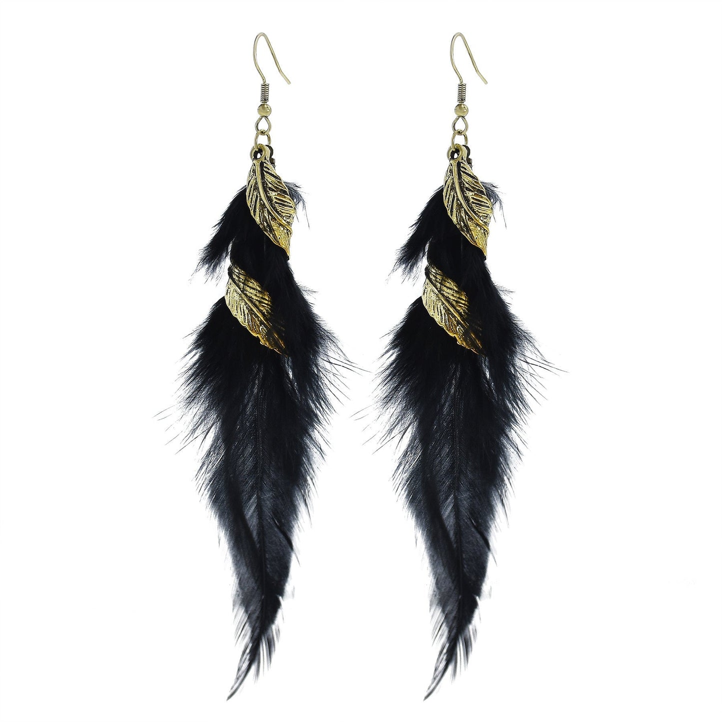 Chain Tassel Feather Earrings