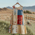Women's Floral Patchwork And Color Block Print Tank Dress artswardrobe