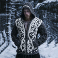 Men's Viking Style Knitted Warm Hooded Cardigan Sweater artswardrobe