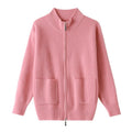 LM | Cozy knitted cardigan with stand-up collar and zipper