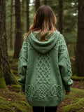 Women's Celtic Knot Gradient Color Cozy Knit Hooded Cardigan artswardrobe