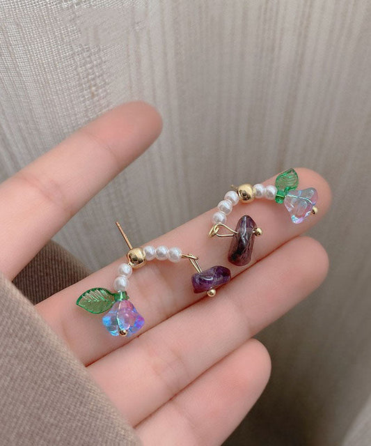 Oversize Multicolour Acrylic Alloy Pearl Crystal Stud Earrings