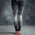 Women's Cat Face Embroidered Cozy Knit Leggings elevenforest