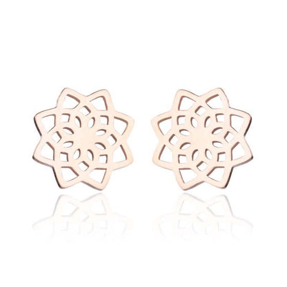 Tibetan Lotus Pattern New Beginning Stud Earrings