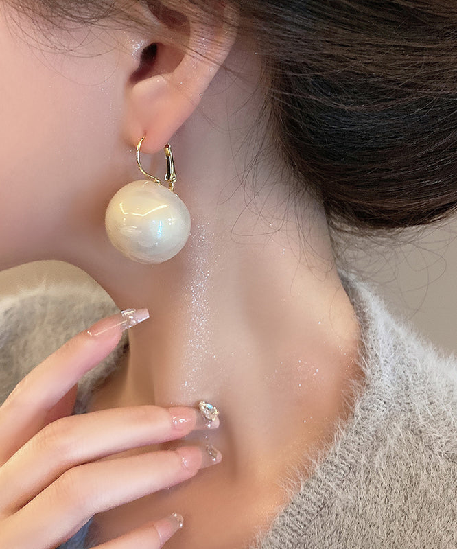 White Alloy Pearl Drop Earrings