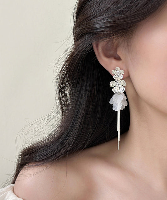 Style Silk Copper Alloy Acrylic Zircon Tassel Drop Earrings