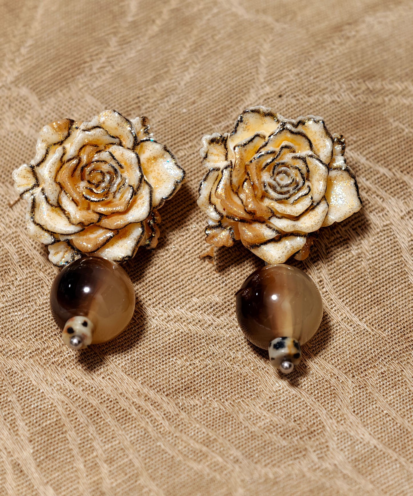 Retro Brown Alloy Resin Drop Earrings