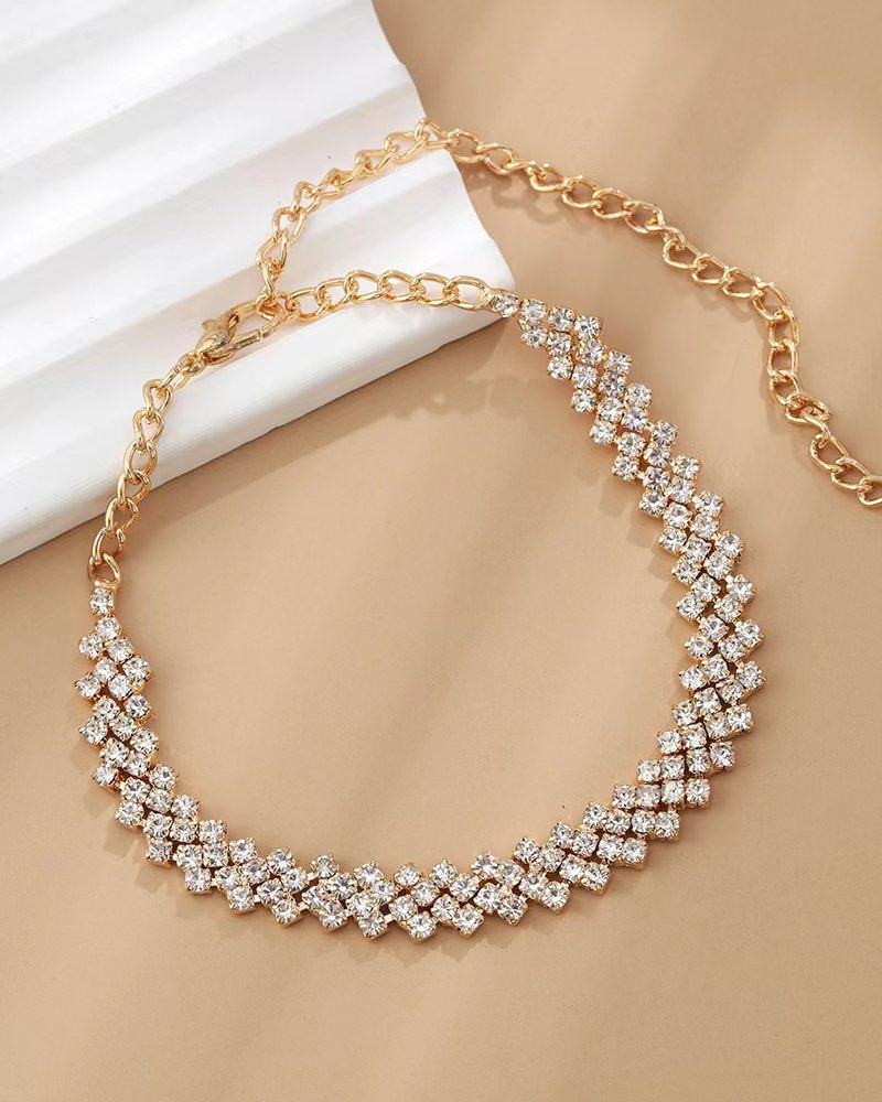 Irregular Rhombus Rhinestone Anklet