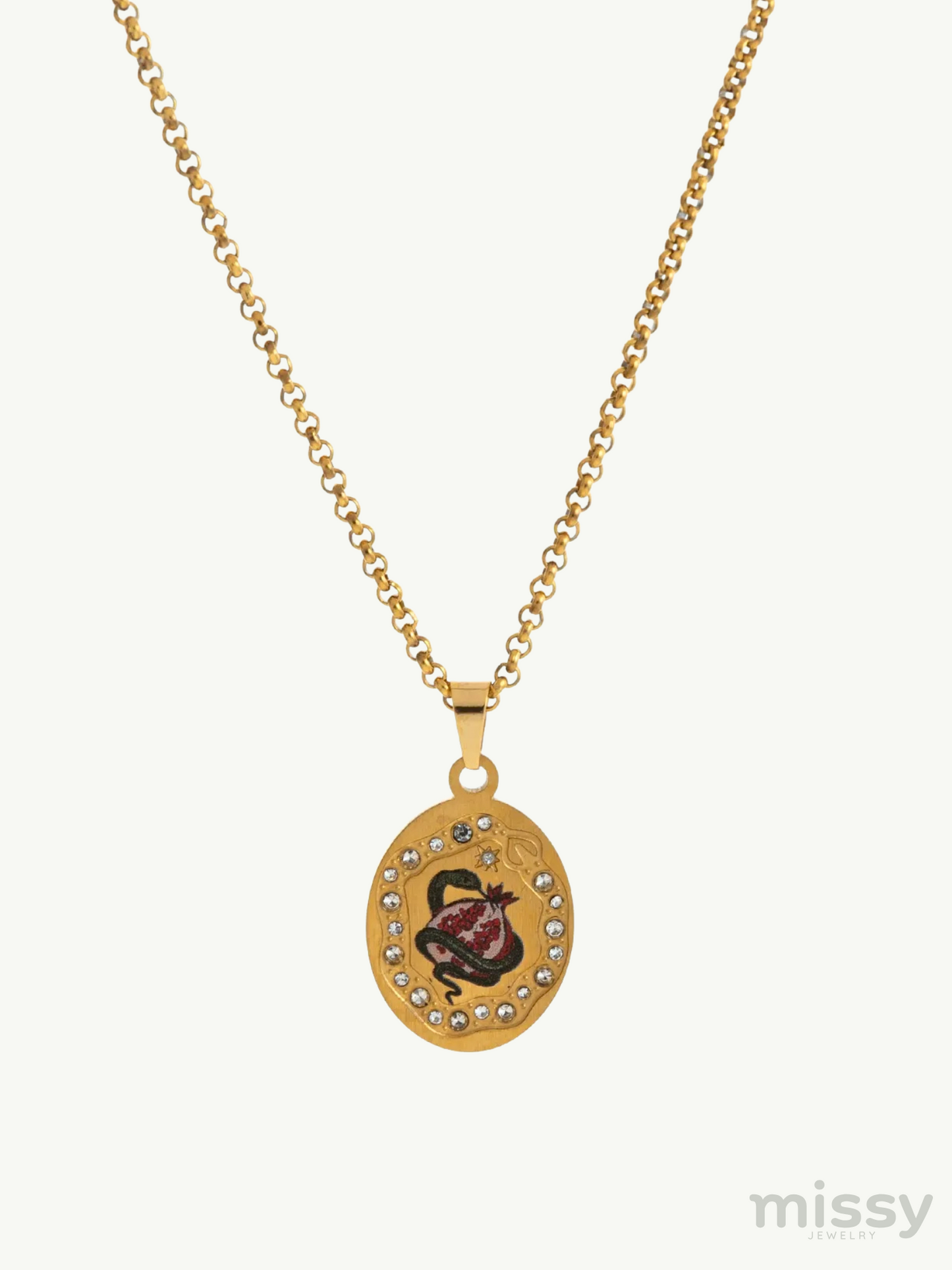 Dulce Oval Enamel Pendant Necklace