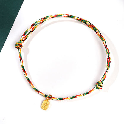 Buddha Stones Auspicious Fu Character Peace and Joy Luck Handmade Multicolored Child Adult Bracelet