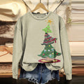 Comstylish Christmas Tree Art Pattern Casual Warm Crew Neck Sweatshirt