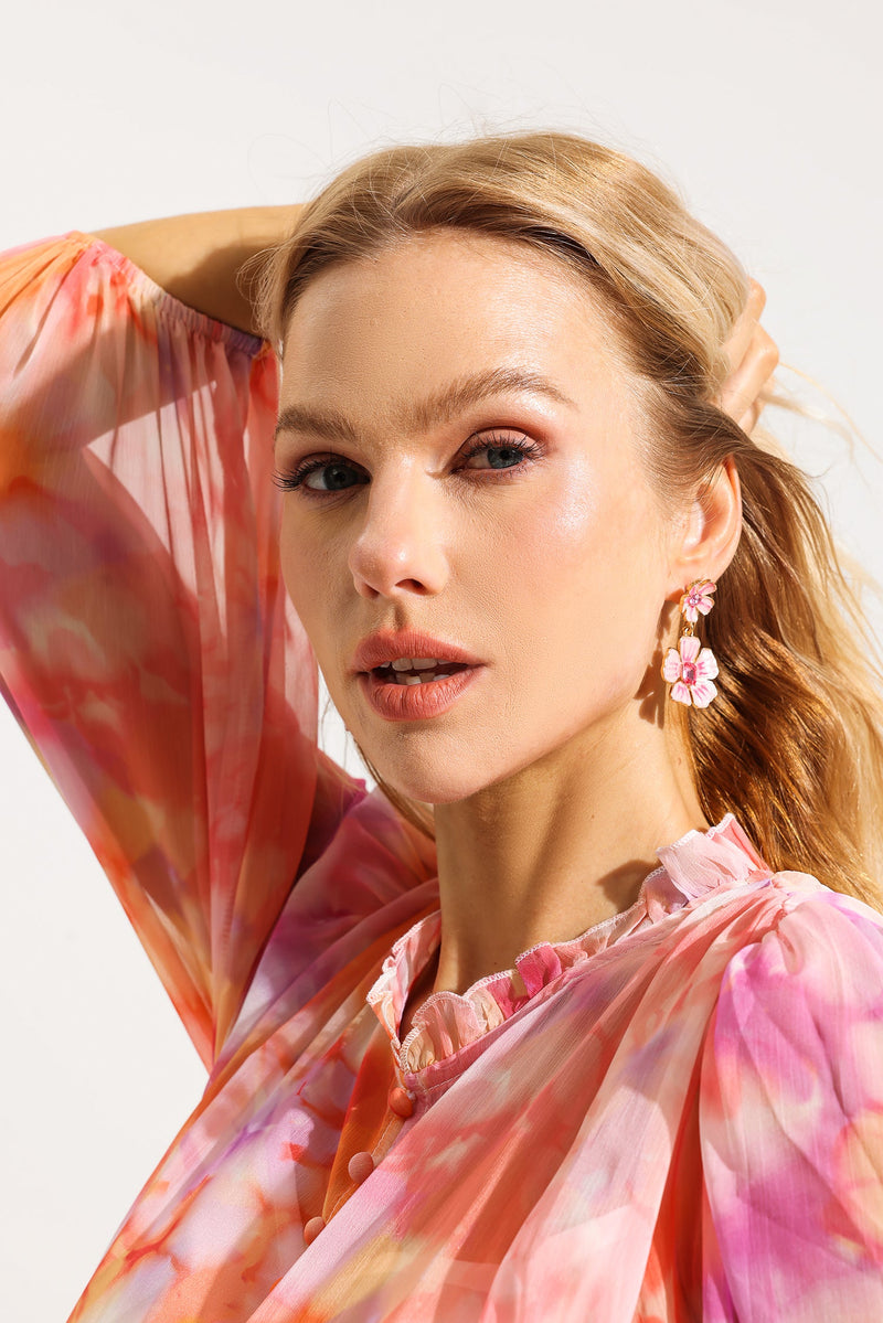 Enamel Imitation Gemstone Drop Earrings