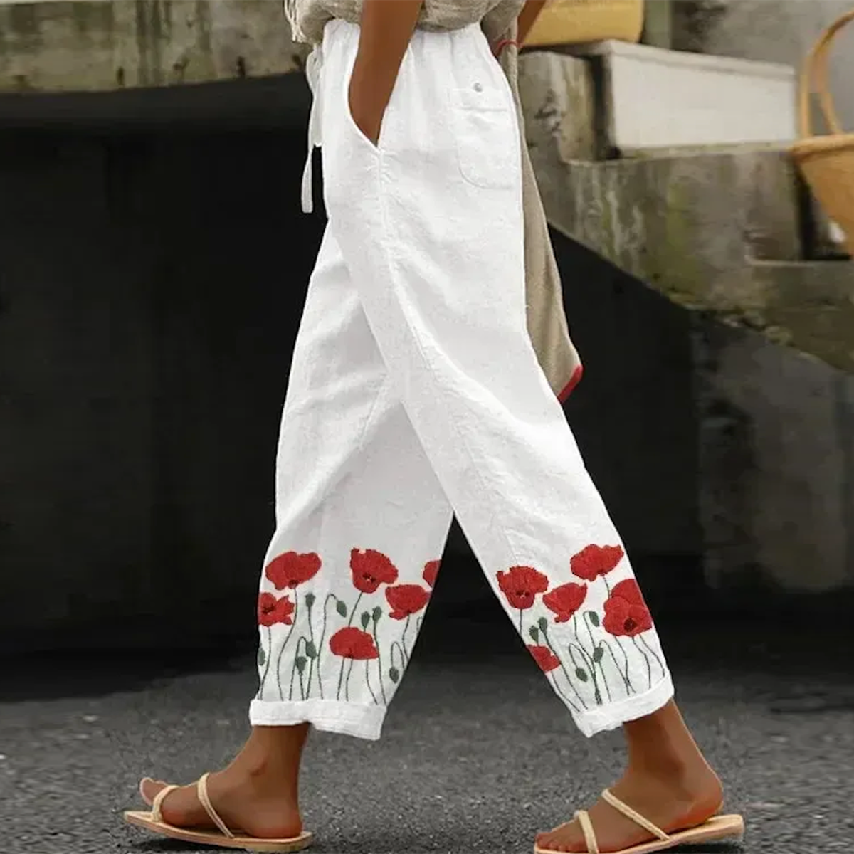 EP | Basic Blanc Pantalon à poches latérales