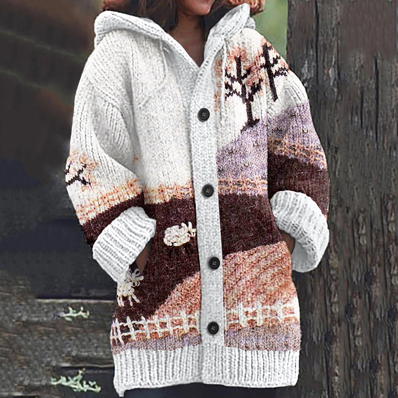 Vintage Icelandic Sheep Landscape Knitted Cozy Cardigan elevenforest