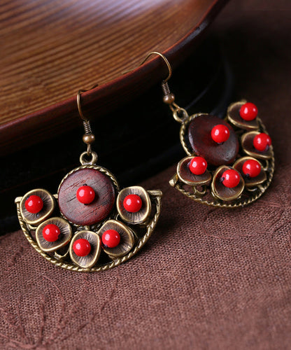 Retro Red Metal Drop Earrings