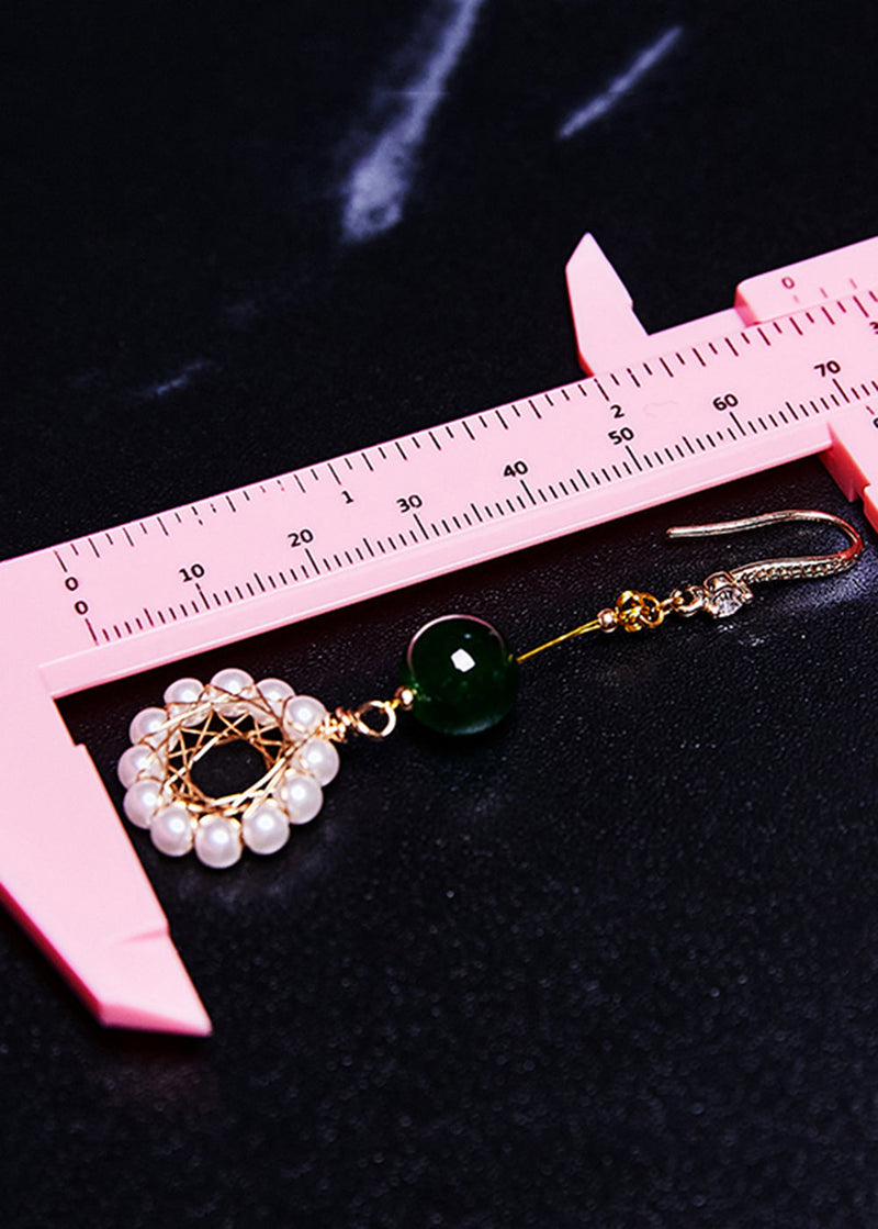 Art Hoop Pearl Turquoise Drop Earrings
