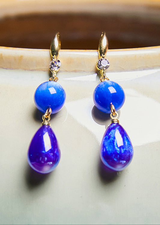 Style Peacock Blue Water Droplet Acrylic Drop Earrings