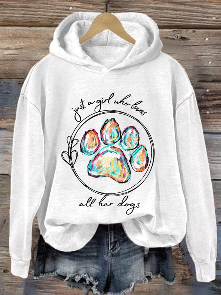 Comstylish Women's Just A Girl Who Loves All Her Dogs Casual Hoodie
