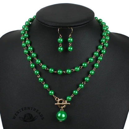 Pearl Necklace Earring Set