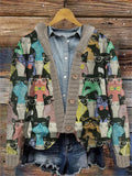 Colorful Cute Cats Embroidered Hooded Cardigan elevenforest