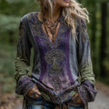 Women's Vintage Life Of Tree Celtic Knot Art Pattern Linen Shirt artswardrobe