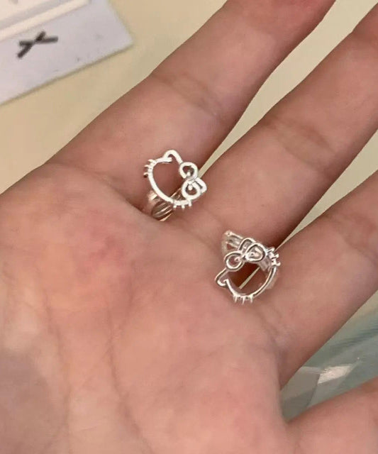 Diy Copper Zircon Kt Cat Stud Earrings
