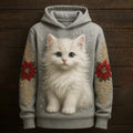 Women's Cute Cat With Floral Art Hoodie elevenforest