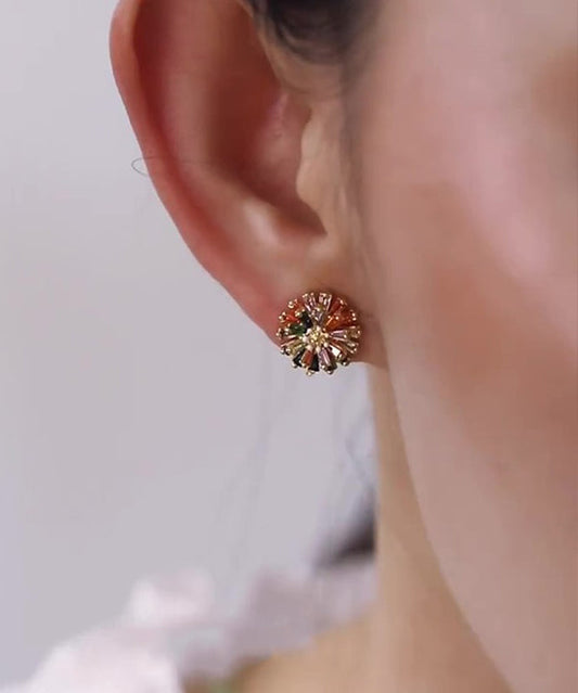 New Rainbow Sterling Silver Zircon Stud Earrings
