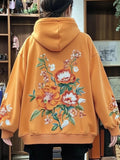 Comstylish Vintage Floral Embroidered Comfy Hoodie
