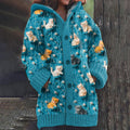 Vintage Kittens Pearl Art Graphics Women's Cardigan Sweater elevenforest