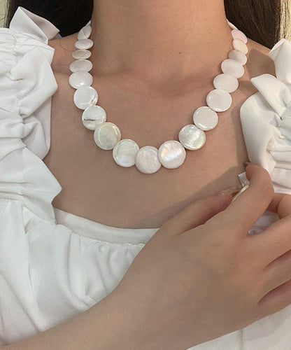 White Alloy Pearl Shell Collar Necklace