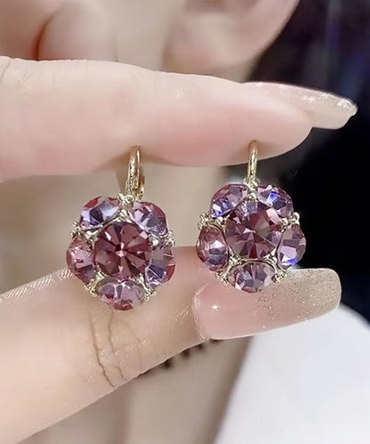 Original Design Purple Style Purple Copper Alloy Zircon Crystal Hoop Earrings