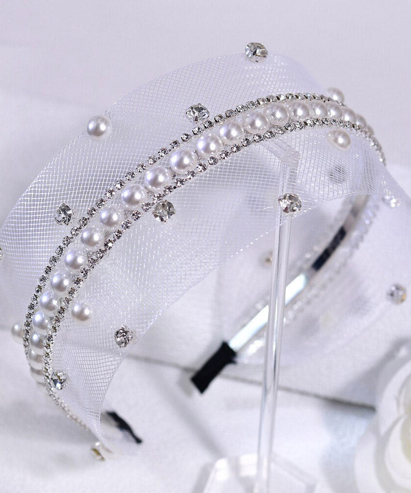 Fine Silk Tulle Zircon Pearl Hairpiece