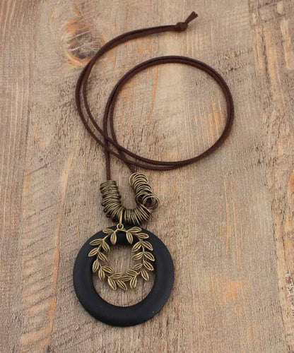 Olive Peach Wood Pendant Necklace