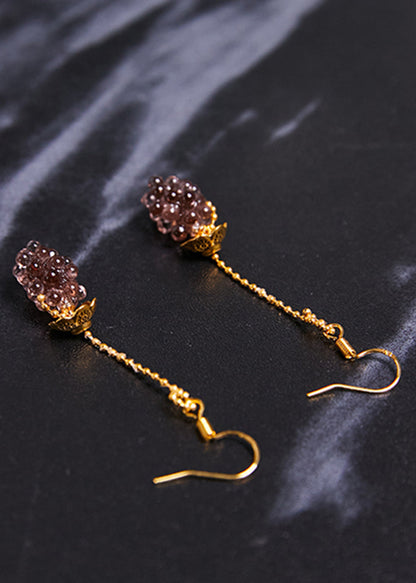 Simple Grapes Acrylic 14k Gold Long Drop Earrings