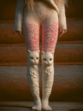 Women's Cute Cat Pink And White Gradient Pants elevenforest