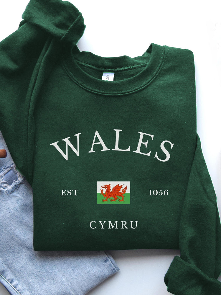Comstylish Men's Cymru Welsh Flag Print Cozy Sweatshirt