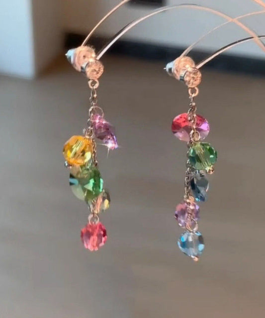 Rainbow Copper Overgild Zircon Tassel Drop Earrings