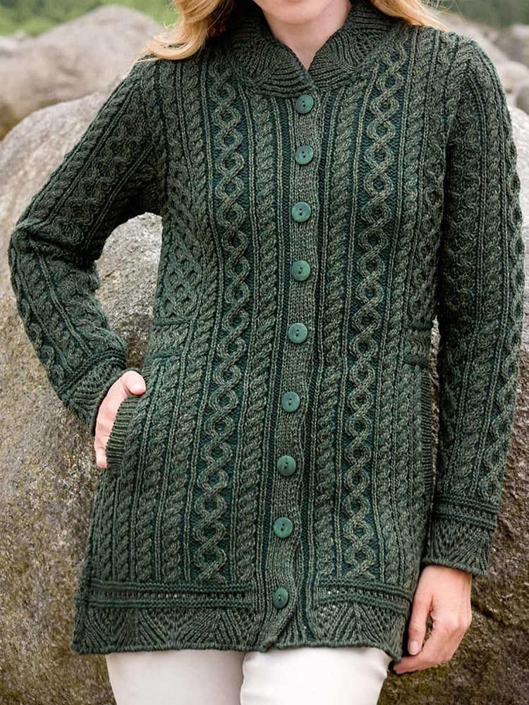 Vintage Two-tone Thick Needle Alan Plated Scallop Sweater Cardigan artswardrobe