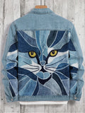 Cat Face Patchwork Denim Jacket elevenforest