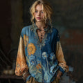 Oil Painting Iris And Sunflower Contrasting Shirt artswardrobe