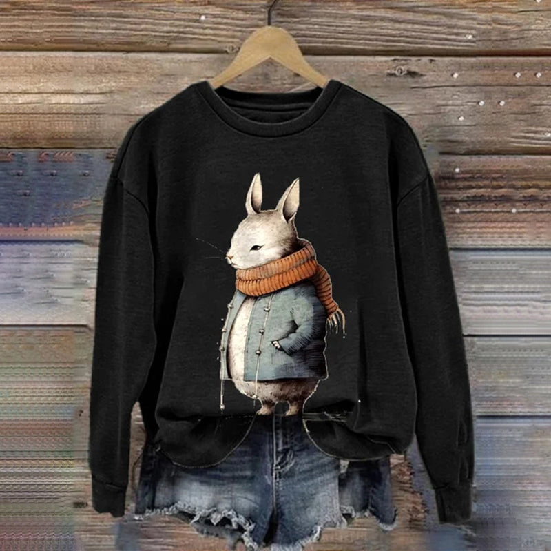 Comstylish Women'S Bunny Print Casual Long-Sleeved Sweatshirt