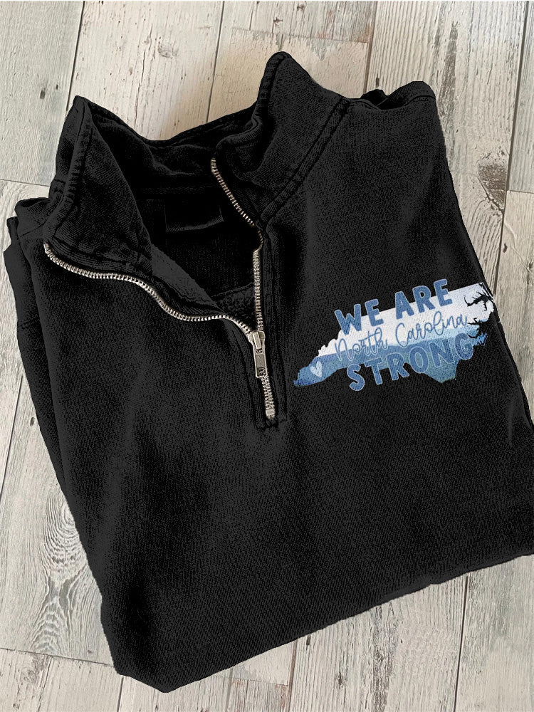 Comstylish We Are North Carolina Strong Zip Up Cozy Sweatshirt