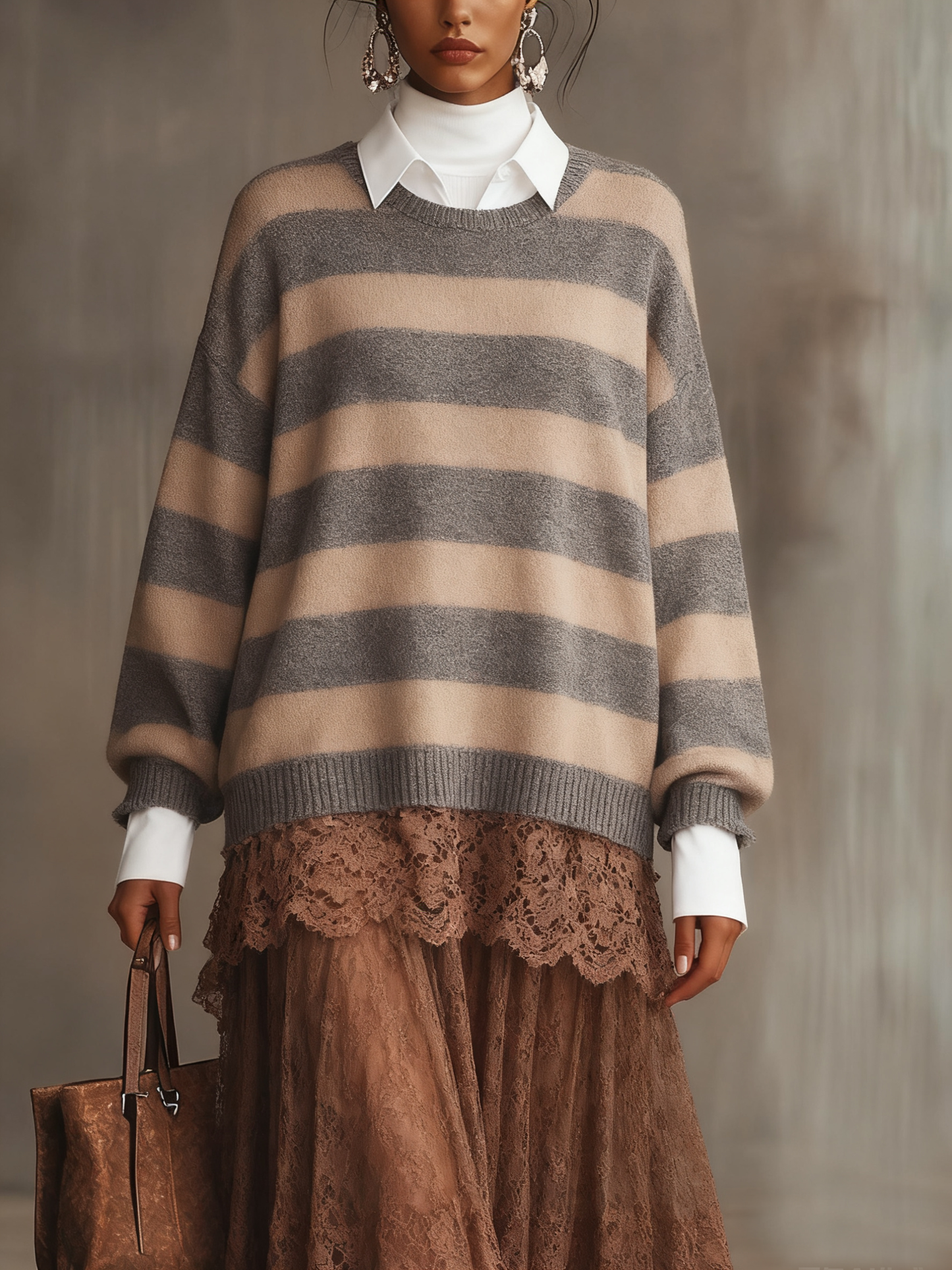 As shown Ruffled Hem Turtleneck Sweater Dress