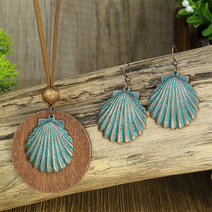 Alloy Wood Pendant Pendant Geometric Earring Set