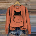 Women's Funny Cat Meowtain Japanese Cat Print Sweatshirt elevenforest