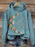 Comstylish I Love You To The Moon And Back Floral Embroidered Hoodie