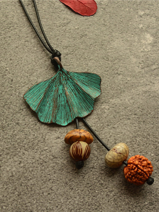 Wooden Beaded Leaf Shape Necklaces Accessories