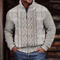 Men'S Vintage Knitted Jacquard Zipper Cozy Sweater Cardigan artswardrobe